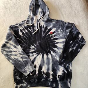 WXYZ Black Tie Dye Hoodie With Skelton And Rose Graphic Size Large